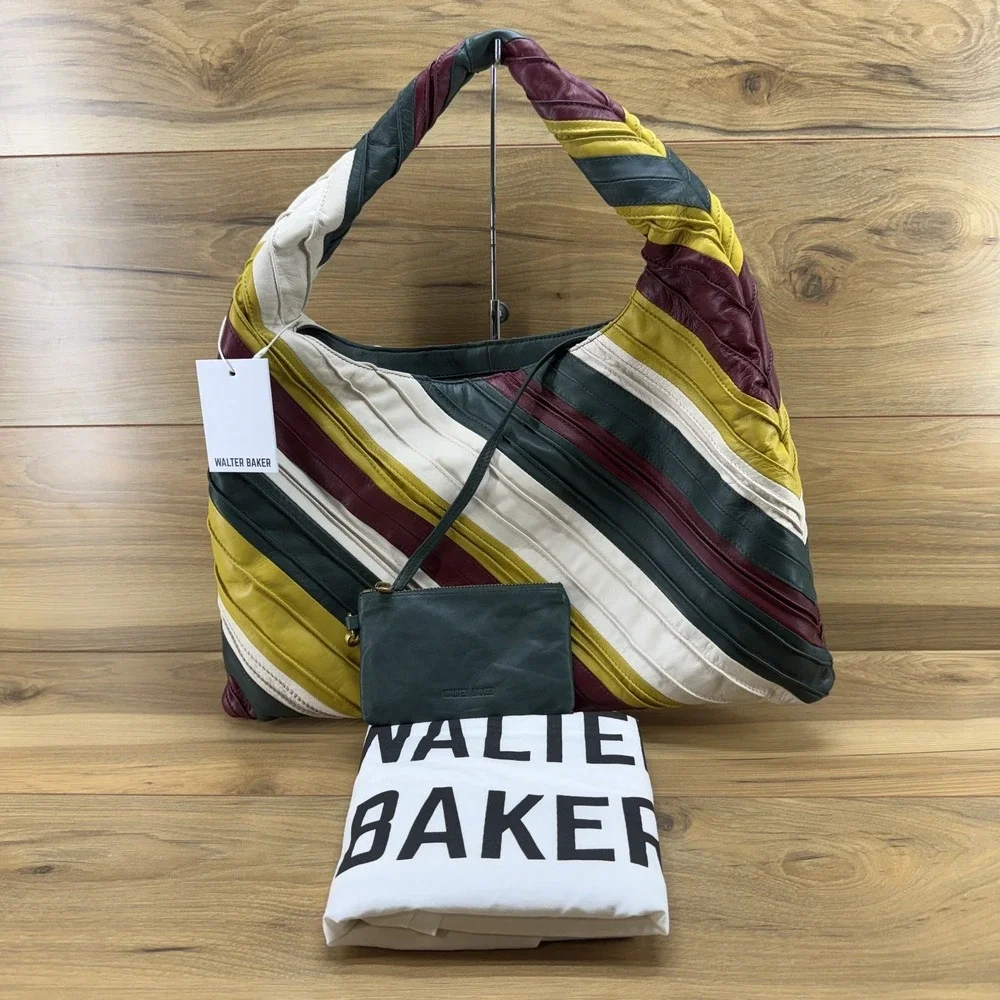 Walter Baker Dakota‎ Shoulder Bag Hobo Multi Leather Green Boho Chic Modern